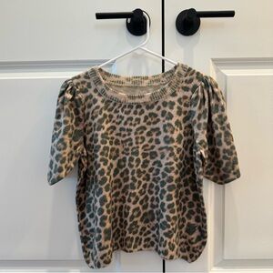 Anthropologie Green and Cream Knit Sweater